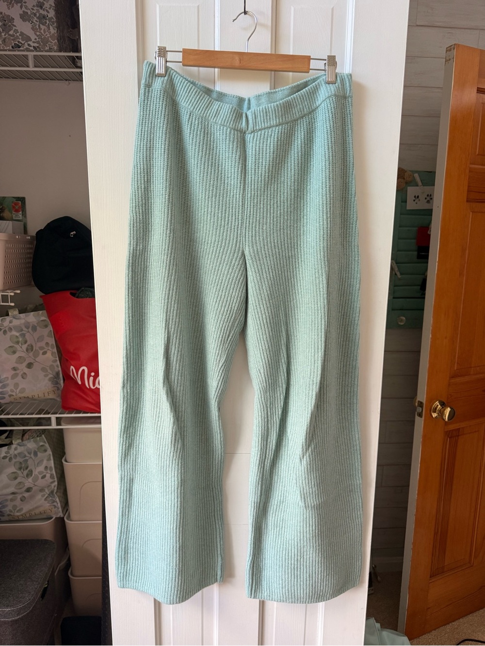 GAP Light Mint Ribbed Wide-Leg Pants